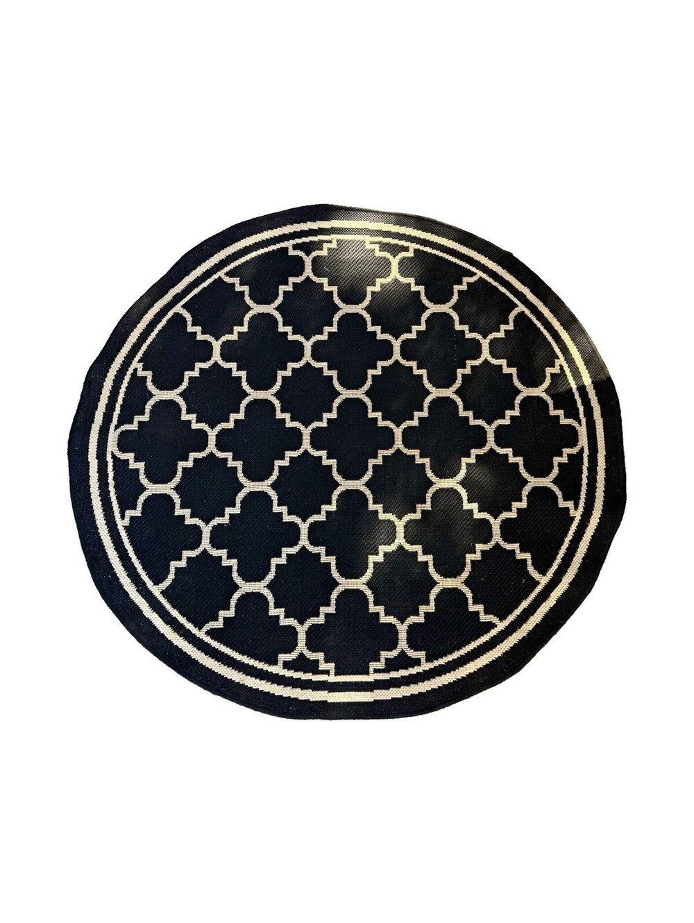 SAFAVIEH Courtyard CY6918 Black Beige 4’ Round Indoor Outdoor Patio Area Rug